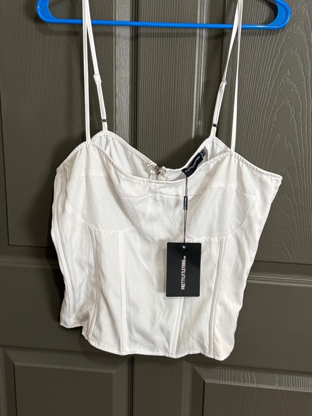 PrettyLittleThing White Bustier Crop Cami with Adjustable Straps